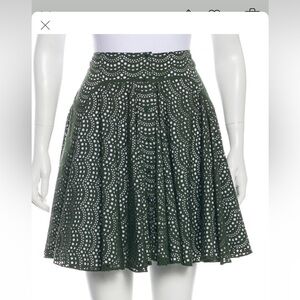 Alaia Green Skater Skirt with Cut Out Details